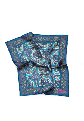 Blue/Orchid Persian Print Pocket Square 