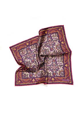 Eggplant/Red Persian Print Pocket Square 