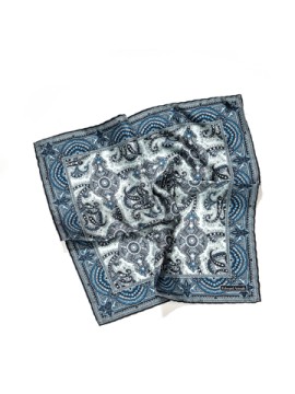 Grey/Denim Persian Print Pocket Square