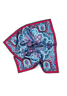 Periwinkle/Red Persian Print Pocket Square 