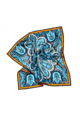 Mint/Brown Persian Print Pocket Square 