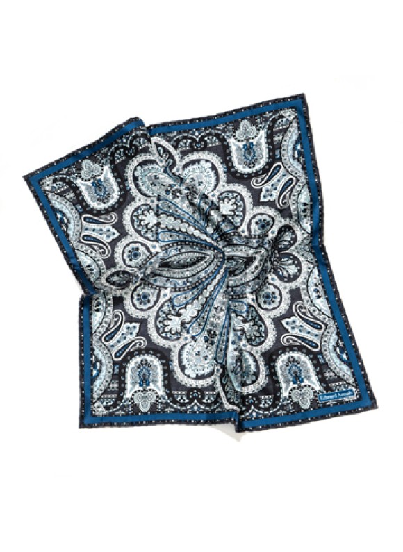 Charcoal/Grey Persian Print Pocket Square