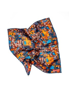 Blue/Brown Abstract Lego Print Pocket Square