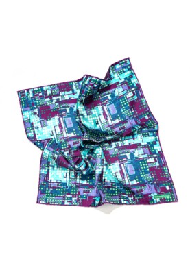 Aqua/Dk. Magenta Abstract Lego Print Pocket Square 