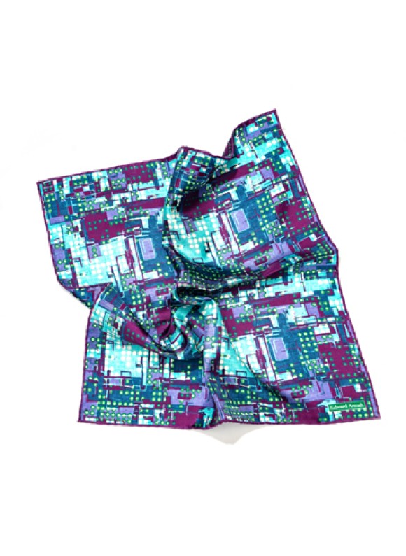 Aqua/Dk. Magenta Abstract Lego Print Pocket Square