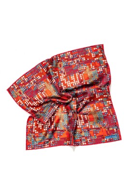 Madder/Lt. Brown Abstract Lego Print Pocket Square 