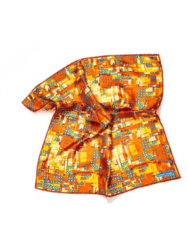 Orange Abstract Lego Print Pocket Square