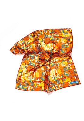 Orange Abstract Lego Print Pocket Square 