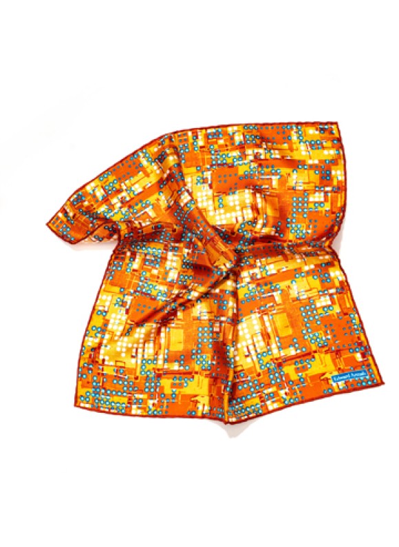 Orange Abstract Lego Print Pocket Square