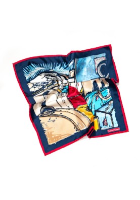 Navy/Blue Airport/Cargo Print Silk Pocket Square 