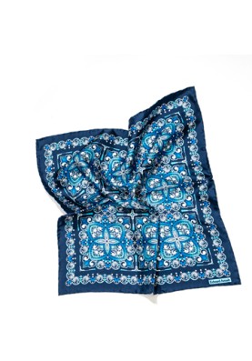 Blue Fancy Quatrefoil Print Pocket Square 