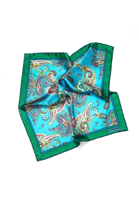 Lt. Blue/Kelly Paisley Print Pocket Square 