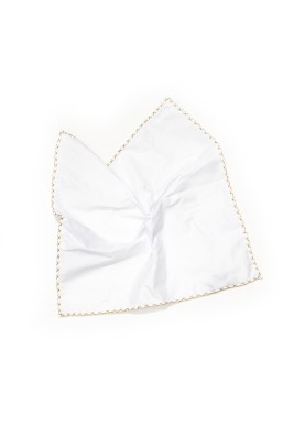 White With Gold Hem Pocket Square 