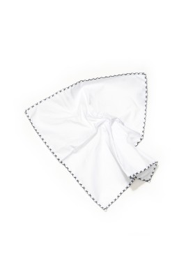 White With Black Hem Pocket Square 