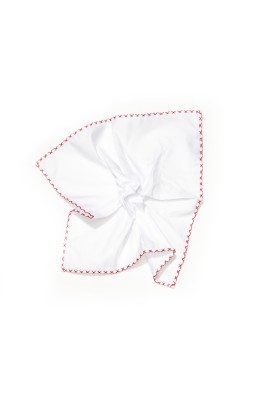 White With Red Hem Pocket Square 