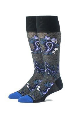 Black/Purple/Louve Paisley/Herringbone M/C Socks 