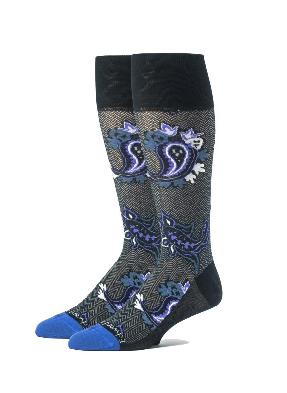 Black/Purple/Louve Paisley/Herringbone M/C Socks