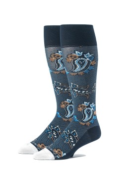 Navy/Steel Blue/Perle Paisley/Herringbone O/C Socks
