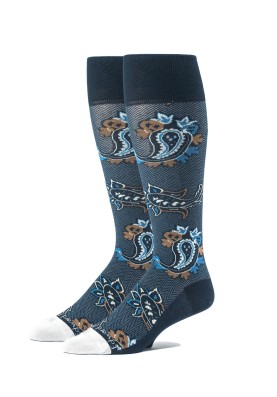 Navy/Steel Blue/Perle Paisley/Herringbone O/C Socks 