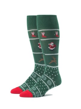 Green Santa/Reindeer/Dots/Flakes M/C Socks