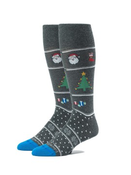 Charcoal Christmas Tree/Presents/Dots/Flakes M/C Socks
