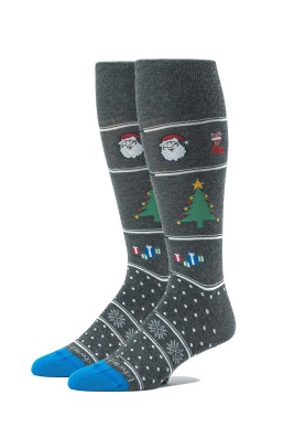 Charcoal Christmas Tree/Presents/Dots/Flakes M/C Socks 