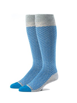 Grey/Medium Blue OC Basket Weave Socks