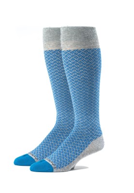 Grey/Medium Blue OC Basket Weave Socks 