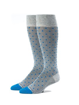 Grey/Medium Blue OC  Herringbone/Dots Socks