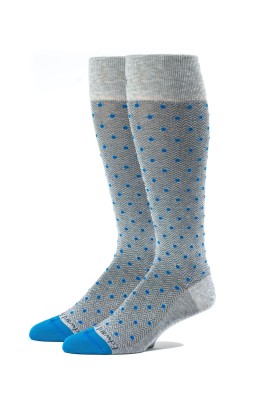 Grey/Medium Blue OC  Herringbone/Dots Socks 