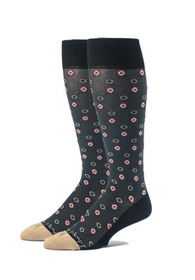 Black/Khaki OC Floral Neat/Houndstooth Socks 