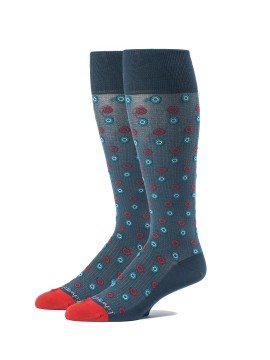 Steel Blue/Red Mc Floral Neat/Houndstooth Socks