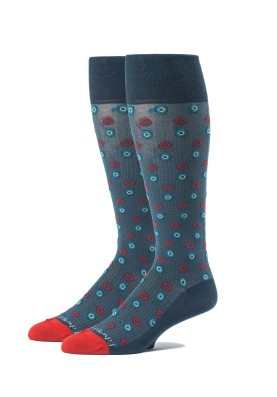 Steel Blue/Red Mc Floral Neat/Houndstooth Socks 