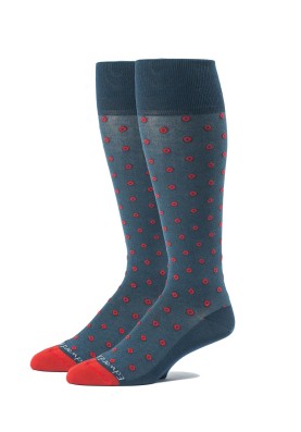 Steel Blue/Red OC Neat Socks 