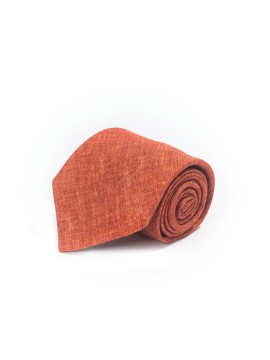 Solid Burnt Orange Silk Shappe Print Tie