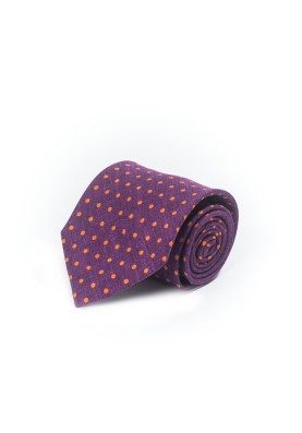 Grape/Yellow Mini Dots Shappe Diamante Print Tie 