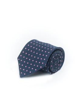 Navy/Pink Mini Dots Shappe Diamante Print Tie