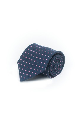 Navy/Pink Mini Dots Shappe Diamante Print Tie 