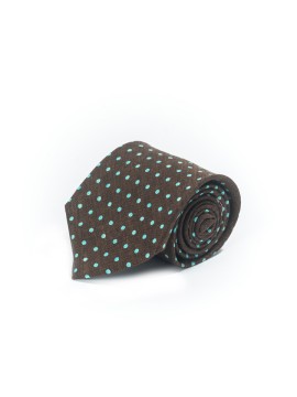 Brown/Mint Mini Dots Shappe Diamante Print Tie