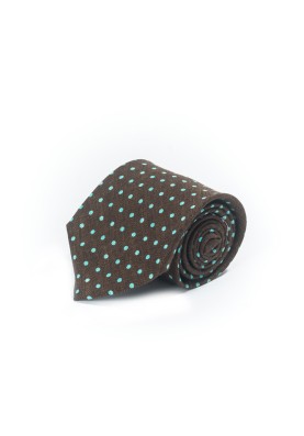 Brown/Mint Mini Dots Shappe Diamante Print Tie 