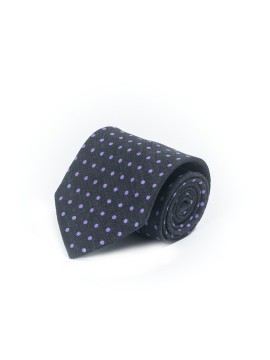 Charcoal/Purple Mini Dots Shappe Diamante Print Tie