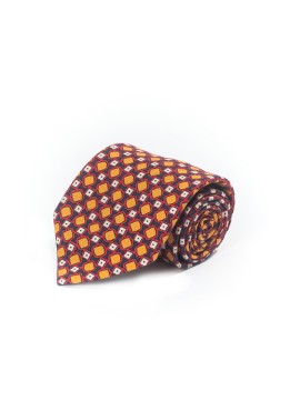 Yellow/Red Neat Silk Shappe Print Tie