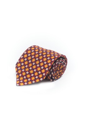 Yellow/Red Neat Silk Shappe Print Tie 