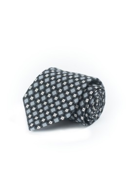 Grey/Black Neat Silk Shappe Print Tie 