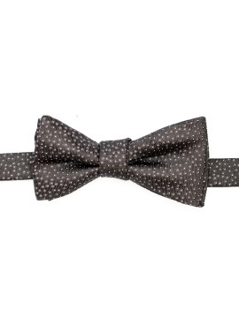 Black/White Scattered Mini Shadowed Dots Silk Bow Tie