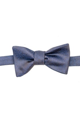 Navy Sharkskin Silk Bow Tie 