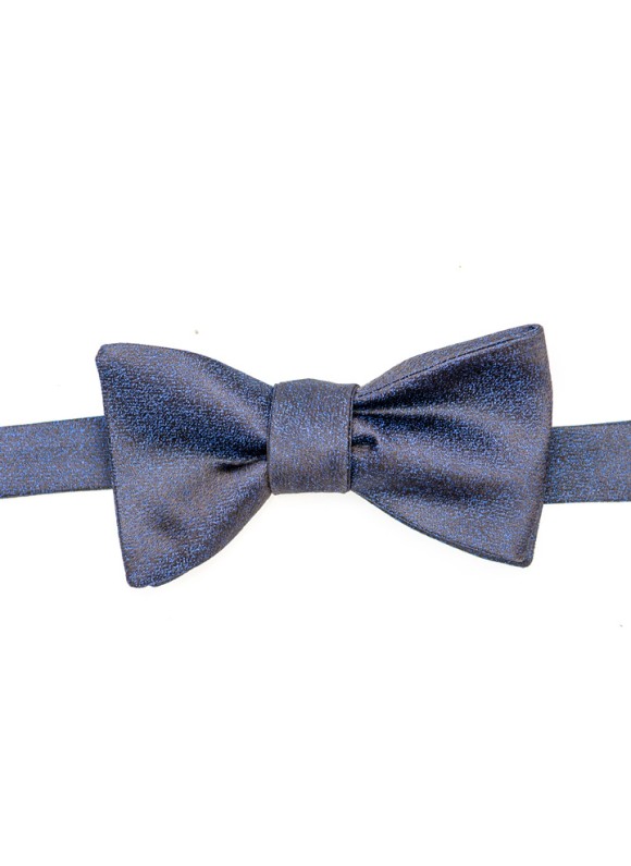 Navy Sharkskin Silk Bow Tie