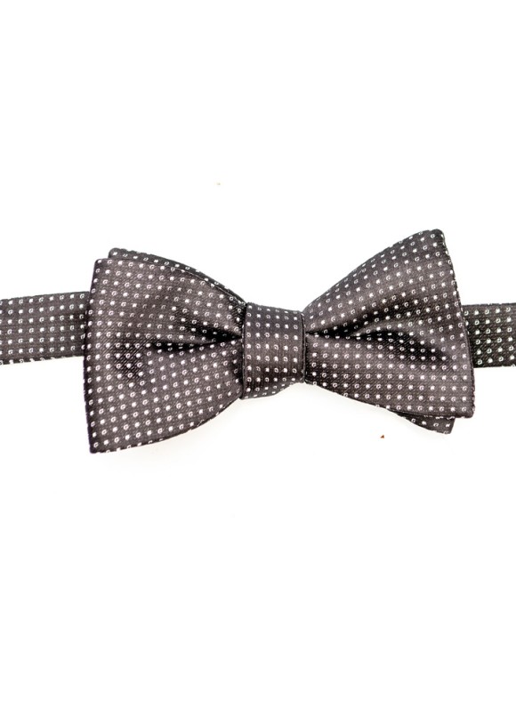 Black/White Fancy Dots Neat Silk Bow Tie