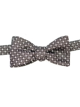 Black/White Neat Silk Bow Tie
