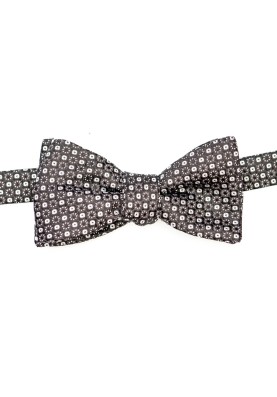 Black/White Neat Silk Bow Tie 